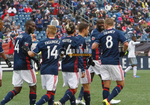 Revs celebrate goal