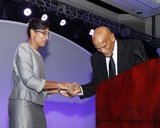 Sharon Scott-Chandler-VP/COO and Harry Belafonte -Artist & Social Activist during ABCD Community Heroes Celebration at Boston Marriott Copley Place on November 4, 2016. CREDIT/ CHRIS ADUAMA.