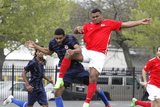 during Boston City FC and Rhode Island Reds NPSL match at Brother Gilbert Stadium in Malden, MA on Saturday, May 13, 2017. The match ended in 3-3 tie. CREDIT/ CHRIS ADUAMA