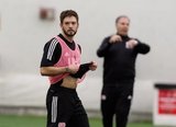 Kelyn Rowe (11), Head Coach Bruce Arena during New England Revolution first 2020 Training Session at the Field House Gillette Stadium in Foxboro, MA on Monday, January 20, 2020. CREDIT/ CHRIS ADUAMA.