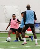 DeJuan Jones (24), Damian Rivera during New England Revolution first 2020 Training Session at the Field House Gillette Stadium in Foxboro, MA on Monday, January 20, 2020. CREDIT/ CHRIS ADUAMA.