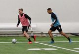 Alexander Buttner, Brandon Bye (15) during New England Revolution first 2020 Training Session at the Field House Gillette Stadium in Foxboro, MA on Monday, January 20, 2020. CREDIT/ CHRIS ADUAMA.