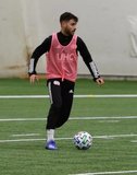 Carles Gil (22) during New England Revolution first 2020 Training Session at the Field House Gillette Stadium in Foxboro, MA on Monday, January 20, 2020. CREDIT/ CHRIS ADUAMA.