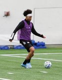 Isaac Angking during New England Revolution first 2020 Training Session at the Field House Gillette Stadium in Foxboro, MA on Monday, January 20, 2020. CREDIT/ CHRIS ADUAMA.