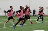 Players jogging during New England Revolution first 2020 Training Session at the Field House Gillette Stadium in Foxboro, MA on Monday, January 20, 2020. CREDIT/ CHRIS ADUAMA.