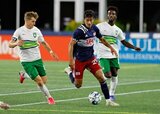 during New England Revolution II  and Greenville Triumph SC USL League One match on Wednesday, August 26, 2020 at Gillette Stadium in Foxboro, MA. Revs won 1-0.  CREDIT/ CHRIS ADUAMA.