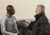Juan Fernando Caicedo (9) and Frank Dell'Apa before New England Revolution pre-season training in Empower Field House at Gillette Stadium in Foxboro, MA on Monday, February 11, 2019. CREDIT/ CHRIS ADUAMA