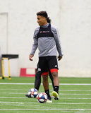 Juan Agudelo (17) during New England Revolution pre-season training in Empower Field House at Gillette Stadium in Foxboro, MA on Monday, February 11, 2019. CREDIT/ CHRIS ADUAMA