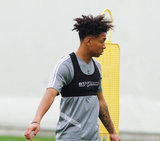 Isaac Angking (5) during New England Revolution pre-season training in Empower Field House at Gillette Stadium in Foxboro, MA on Monday, February 11, 2019. CREDIT/ CHRIS ADUAMA