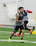 Diego Fagundez (14) during New England Revolution pre-season training in Empower Field House at Gillette Stadium in Foxboro, MA on Monday, February 11, 2019. CREDIT/ CHRIS ADUAMA