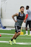 Diego Fagundez (14) during New England Revolution pre-season training in Empower Field House at Gillette Stadium in Foxboro, MA on Monday, February 11, 2019. CREDIT/ CHRIS ADUAMA