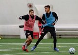 Scott Caldwell (6), Nicolas Firmino (29) during New England Revolution 2020 Pre-Season Training Session at the Field House- Gillette Stadium in Foxboro, MA on Friday, January 31, 2020. CREDIT/ CHRIS ADUAMA.