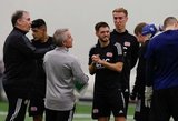 Head Coach Bruce Arena and players during New England Revolution 2020 Pre-Season Training Session at the Field House- Gillette Stadium in Foxboro, MA on Friday, January 31, 2020. CREDIT/ CHRIS ADUAMA.