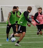 Diego Fagundez (14) during New England Revolution 2020 Pre-Season Training Session at the Field House- Gillette Stadium in Foxboro, MA on Friday, January 31, 2020. CREDIT/ CHRIS ADUAMA.