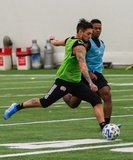 Diego Fagundez (14), DeJuan Jones (24) during New England Revolution 2020 Pre-Season Training Session at the Field House- Gillette Stadium in Foxboro, MA on Friday, January 31, 2020. CREDIT/ CHRIS ADUAMA.