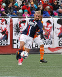 Diego Fagundez (14) during New England Revolution and Houston Dynamo MLS match at Gillette Stadium in Foxboro, MA on Saturday, April 8, 2017.  Revs won 2-0 CREDIT/ CHRIS ADUAMA