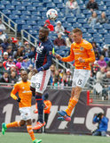 Kei Kamara (23) and Dylan Remick (15) during New England Revolution and Houston Dynamo MLS match at Gillette Stadium in Foxboro, MA on Saturday, April 8, 2017.  Revs won 2-0 CREDIT/ CHRIS ADUAMA