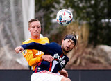 Dylan Remick (15) and Lee Nguyen (24) during New England Revolution and Houston Dynamo MLS match at Gillette Stadium in Foxboro, MA on Saturday, April 8, 2017.  Revs won 2-0 CREDIT/ CHRIS ADUAMA
