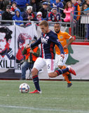 Scott Caldwell (6) during New England Revolution and Houston Dynamo MLS match at Gillette Stadium in Foxboro, MA on Saturday, April 8, 2017.  Revs won 2-0 CREDIT/ CHRIS ADUAMA