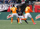 Kelyn Rowe (11) during New England Revolution and Houston Dynamo MLS match at Gillette Stadium in Foxboro, MA on Saturday, April 8, 2017.  Revs won 2-0 CREDIT/ CHRIS ADUAMA