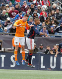 Dylan Remick (15), Juan Agudelo (17) during New England Revolution and Houston Dynamo MLS match at Gillette Stadium in Foxboro, MA on Saturday, April 8, 2017.  Revs won 2-0 CREDIT/ CHRIS ADUAMA