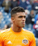 Mauro Manotas (19) during New England Revolution and Houston Dynamo MLS match at Gillette Stadium in Foxboro, MA on Saturday, April 8, 2017.  Revs won 2-0 CREDIT/ CHRIS ADUAMA