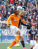 Ricardo Clark (13) and Diego Fagundez (14) during New England Revolution and Houston Dynamo MLS match at Gillette Stadium in Foxboro, MA on Saturday, April 8, 2017.  Revs won 2-0 CREDIT/ CHRIS ADUAMA