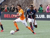 Vicente Sanchez (10) and Je-Vaughn Watson (15) during New England Revolution and Houston Dynamo MLS match at Gillette Stadium in Foxboro, MA on Saturday, April 8, 2017.  Revs won 2-0 CREDIT/ CHRIS ADUAMA