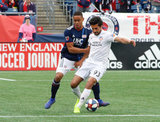 Brandon Bye (15), Kenny Saief (93) during New England Revolution and FC Cincinnati MLS match at Gillette Stadium in Foxboro, MA on Sunday, March 24, 2019. The match ended in 2-0 win for FC Cincinnati. CREDIT/ CHRIS ADUAMA