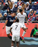 Michael Mancienne (28), Emmanuel Ladesma (45) during New England Revolution and FC Cincinnati MLS match at Gillette Stadium in Foxboro, MA on Sunday, March 24, 2019. The match ended in 2-0 win for FC Cincinnati. CREDIT/ CHRIS ADUAMA