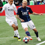 Diego Fagundez (14) during New England Revolution and FC Cincinnati MLS match at Gillette Stadium in Foxboro, MA on Sunday, March 24, 2019. The match ended in 2-0 win for FC Cincinnati. CREDIT/ CHRIS ADUAMA