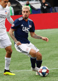 Diego Fagundez (14) during New England Revolution and FC Cincinnati MLS match at Gillette Stadium in Foxboro, MA on Sunday, March 24, 2019. The match ended in 2-0 win for FC Cincinnati. CREDIT/ CHRIS ADUAMA