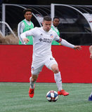 Brandon Bye (15), Greg Garza (4) during New England Revolution and FC Cincinnati MLS match at Gillette Stadium in Foxboro, MA on Sunday, March 24, 2019. The match ended in 2-0 win for FC Cincinnati. CREDIT/ CHRIS ADUAMA
