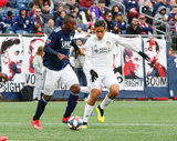Juan Fernando Caicedo (9), Victor Ulloa (8) during New England Revolution and FC Cincinnati MLS match at Gillette Stadium in Foxboro, MA on Sunday, March 24, 2019. The match ended in 2-0 win for FC Cincinnati. CREDIT/ CHRIS ADUAMA