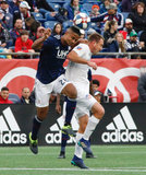 Michael Mancienne (28), Eric Alexander (16) during New England Revolution and FC Cincinnati MLS match at Gillette Stadium in Foxboro, MA on Sunday, March 24, 2019. The match ended in 2-0 win for FC Cincinnati. CREDIT/ CHRIS ADUAMA
