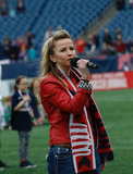 National Anthem singer during New England Revolution and FC Cincinnati MLS match at Gillette Stadium in Foxboro, MA on Sunday, March 24, 2019. The match ended in 2-0 win for FC Cincinnati. CREDIT/ CHRIS ADUAMA