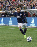 Gabriel Somi (91) during New England Revolution and FC Dallas MLS match at Gillette Stadium in Foxboro, MA on Saturday, April 14, 2018. Revs lost 0-1. CREDIT/ CHRIS ADUAMA