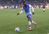 Roland Lamah (20) during New England Revolution and FC Dallas MLS match at Gillette Stadium in Foxboro, MA on Saturday, April 14, 2018. Revs lost 0-1. CREDIT/ CHRIS ADUAMA