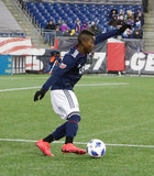 Luis Caicedo (27) during New England Revolution and FC Dallas MLS match at Gillette Stadium in Foxboro, MA on Saturday, April 14, 2018. Revs lost 0-1. CREDIT/ CHRIS ADUAMA