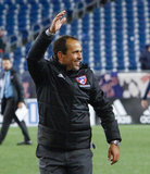 Coach Oscar Pareja during New England Revolution and FC Dallas MLS match at Gillette Stadium in Foxboro, MA on Saturday, April 14, 2018. Revs lost 0-1. CREDIT/ CHRIS ADUAMA