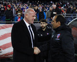 Coach Brad Friedel and Coach Oscar Pareja during New England Revolution and FC Dallas MLS match at Gillette Stadium in Foxboro, MA on Saturday, April 14, 2018. Revs lost 0-1. CREDIT/ CHRIS ADUAMA