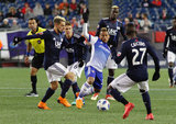 Michael Barrios (21) during New England Revolution and FC Dallas MLS match at Gillette Stadium in Foxboro, MA on Saturday, April 14, 2018. Revs lost 0-1. CREDIT/ CHRIS ADUAMA
