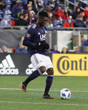 Jalil Anibaba (3) during New England Revolution and FC Dallas MLS match at Gillette Stadium in Foxboro, MA on Saturday, April 14, 2018. Revs lost 0-1. CREDIT/ CHRIS ADUAMA