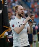 National Anthem during New England Revolution and Houston Dynamo MLS match at Gillette Stadium in Foxboro, MA on Saturday, June 29, 2019.  Revs won 2-1. CREDIT/CHRIS ADUAMA