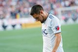 Diego Fagundez (14) during New England Revolution and Houston Dynamo MLS match at Gillette Stadium in Foxboro, MA on Saturday, June 29, 2019.  Revs won 2-1. CREDIT/CHRIS ADUAMA