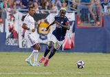 Nani (17), Wilfried Zahibo (23) during New England Revolution and Orlando City SC MLS match at Gillette Stadium in Foxboro, MA on Saturday, July 27, 2019.  Revs won 4-1. CREDIT/CHRIS ADUAMA