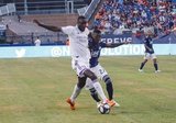 Lamine Sane (22), Luis Caicedo (27) during New England Revolution and Orlando City SC MLS match at Gillette Stadium in Foxboro, MA on Saturday, July 27, 2019.  Revs won 4-1. CREDIT/CHRIS ADUAMA