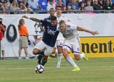 Gustavo Bou (7), Robin Jansson (6) during New England Revolution and Orlando City SC MLS match at Gillette Stadium in Foxboro, MA on Saturday, July 27, 2019.  Revs won 4-1. CREDIT/CHRIS ADUAMA