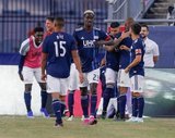 Cristian Penilla (70) celebrates goal with team mates during New England Revolution and Orlando City SC MLS match at Gillette Stadium in Foxboro, MA on Saturday, July 27, 2019.  Revs won 4-1. CREDIT/CHRIS ADUAMA