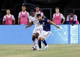 Kamal Miller (27), Carles Gil (22) during New England Revolution and Orlando City SC MLS match at Gillette Stadium in Foxboro, MA on Saturday, July 27, 2019.  Revs won 4-1. CREDIT/CHRIS ADUAMA